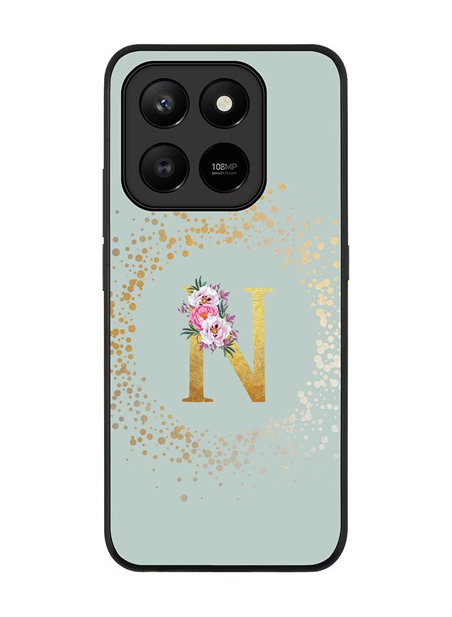 For Honor X7d 4G / X7d 5G / 400 Smart Case,Slim fit Camera Protection, Shockproof Thin Phone cover  - Custom Monogram Floral - N  (Light Grey )